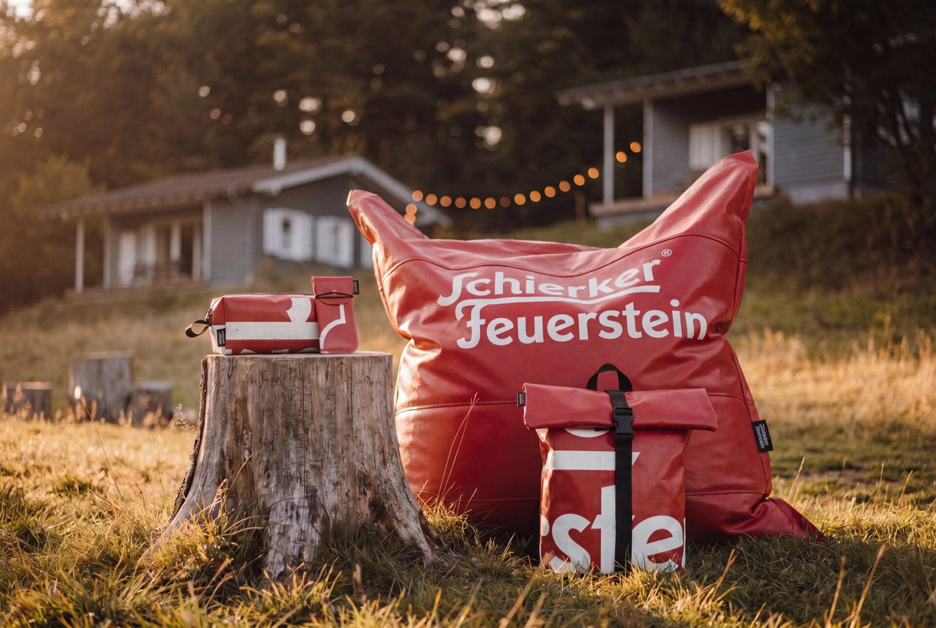Upcycling-Unikate von Schierker Feuerstein: Sitzsack, Rucksäcke, Taschen und Etuis aus alten Werbebannern (KI-generiert)